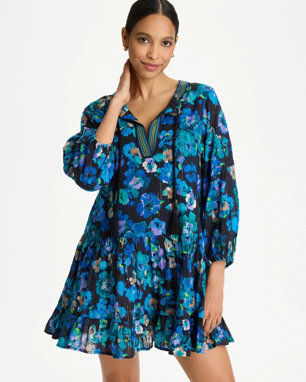 Chico's | Secret Garden Beach Dress/ Black/Multi