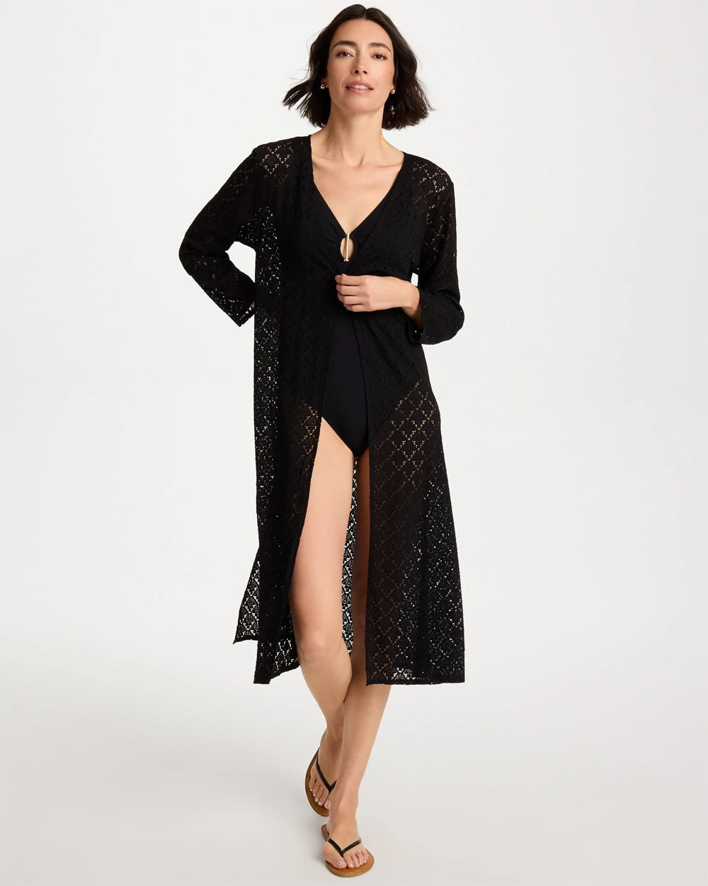 Chico's | Long Knit Swim Cover-Up/ Black