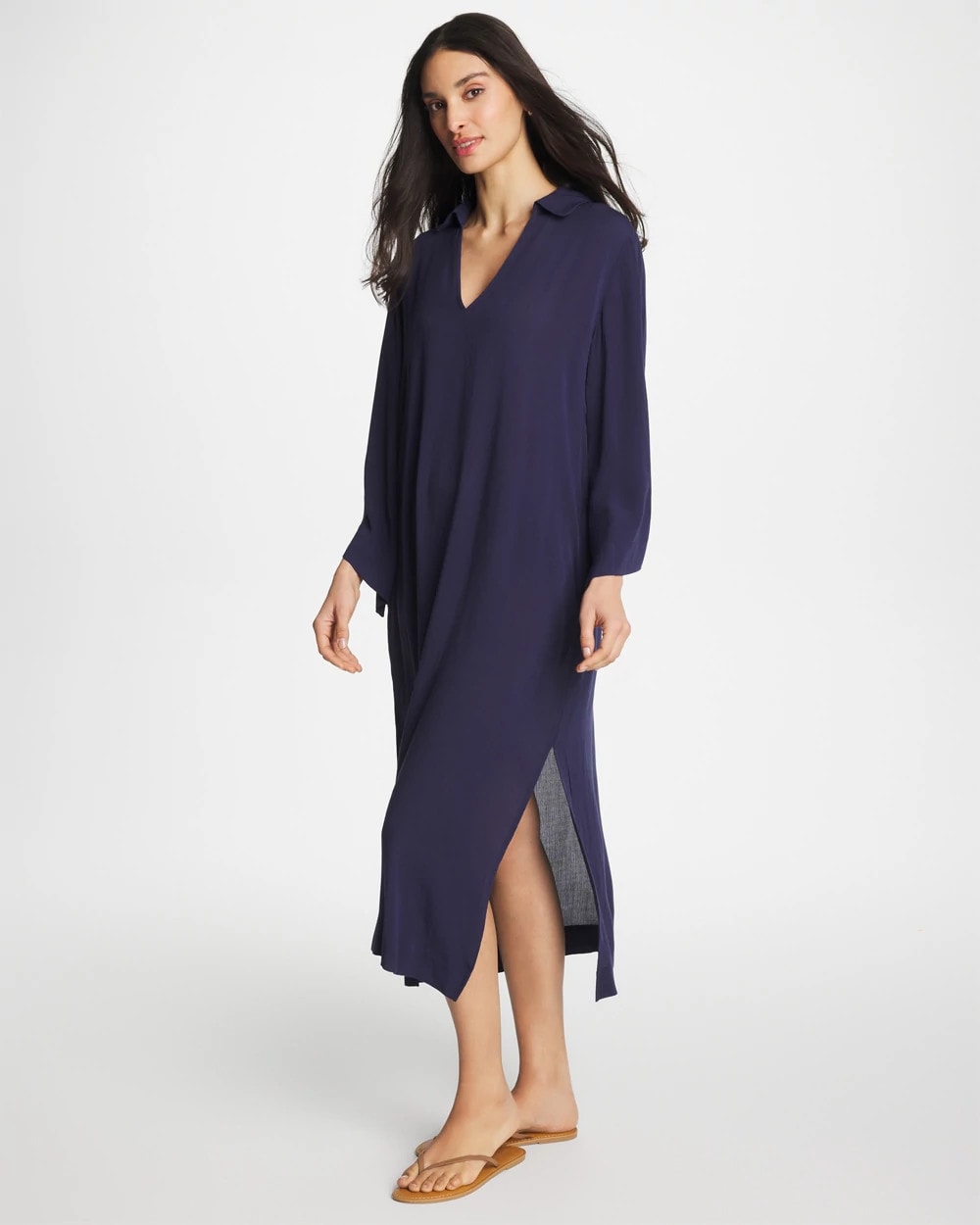 Chico's | Woven Collar Swim Cover-Up/ Passport Blue