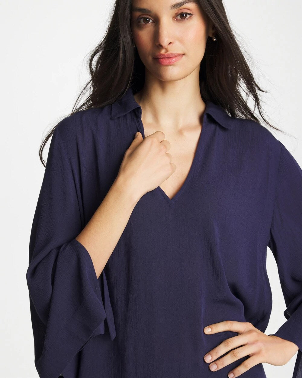 Chico's | Woven Collar Swim Cover-Up/ Passport Blue