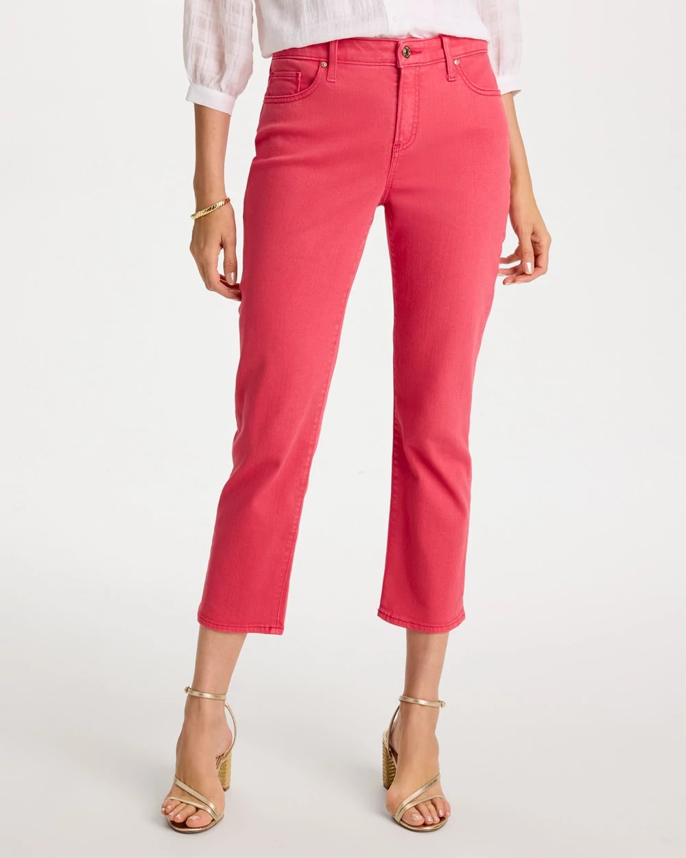 Chico's | Girlfriend Roll Cuff Crop Jeans/ Hot Honeysuckle