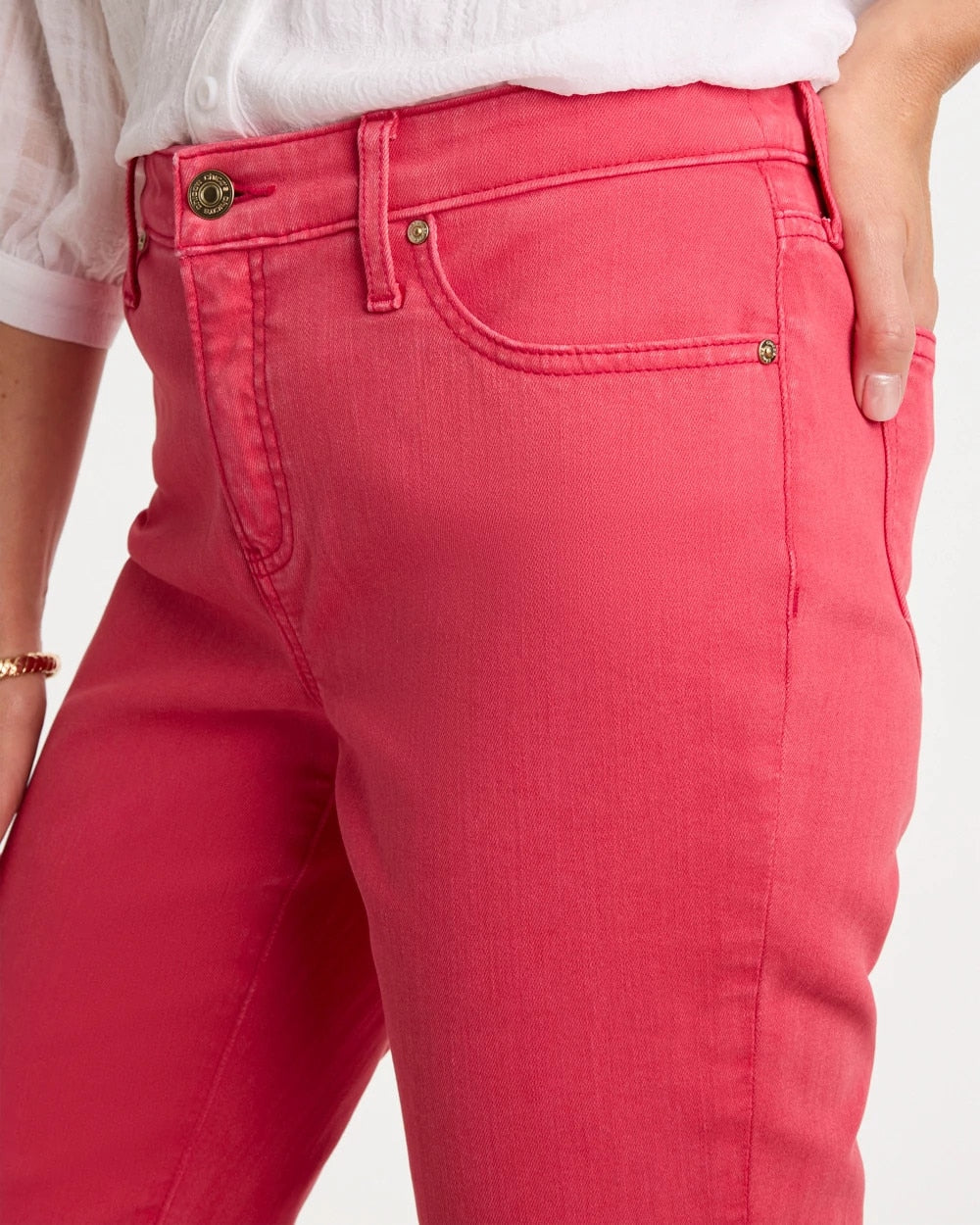 Chico's | Girlfriend Roll Cuff Crop Jeans/ Hot Honeysuckle