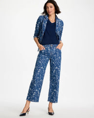 Chico's | Girlfriend Wide Floral Crop Jean/ Indigo