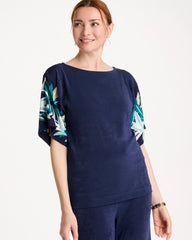 Chico's | Travelers™ Printed Kimono Sleeve Top/ Kings Navy