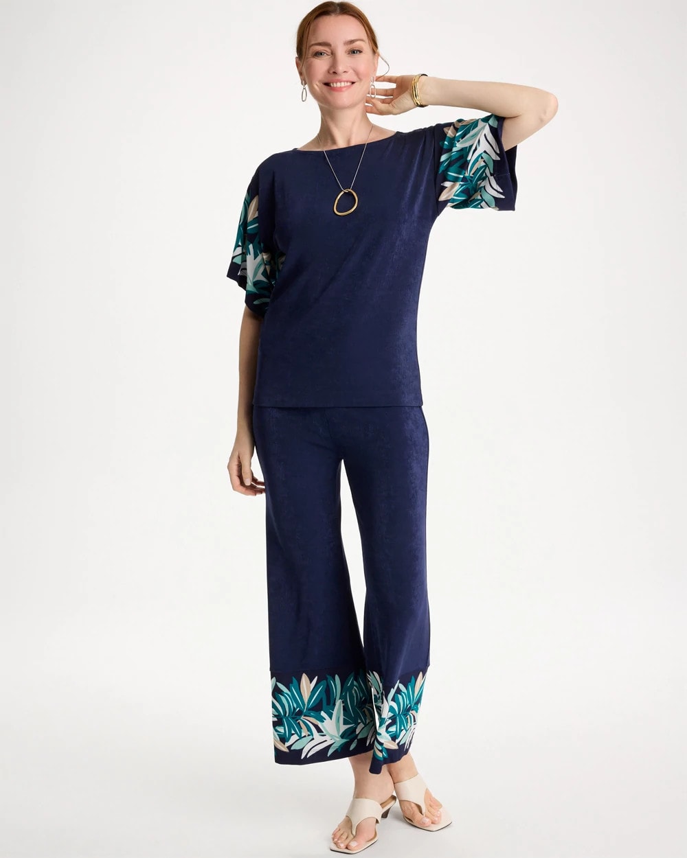 Chico's | Travelers™ Printed Kimono Sleeve Top/ Kings Navy