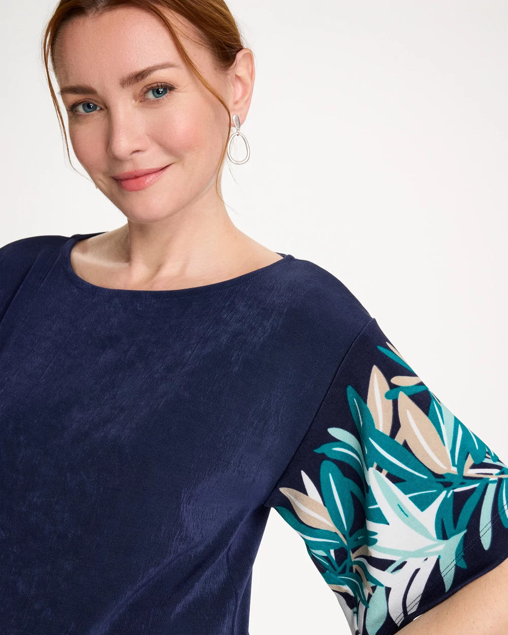 Chico's | Travelers™ Printed Kimono Sleeve Top/ Kings Navy