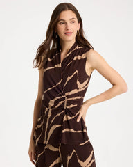 Chico's | Travelers™ Zebra Knit Wrap Top/ Cocoa Bean