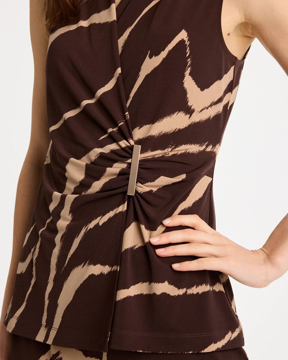 Chico's | Travelers™ Zebra Knit Wrap Top/ Cocoa Bean