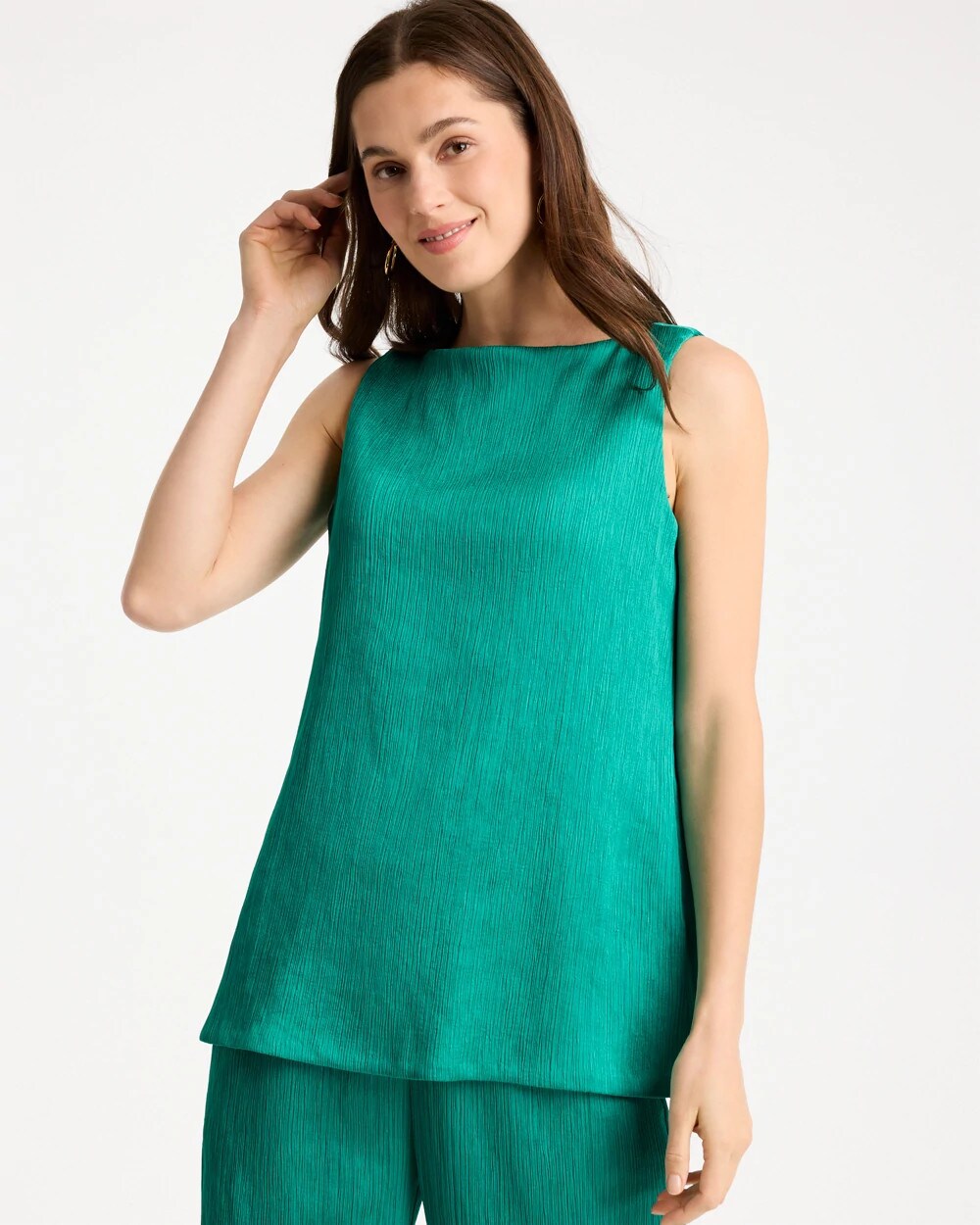 Chico's | Travelers™ Crinkle Textured Tank/ Topanga Green