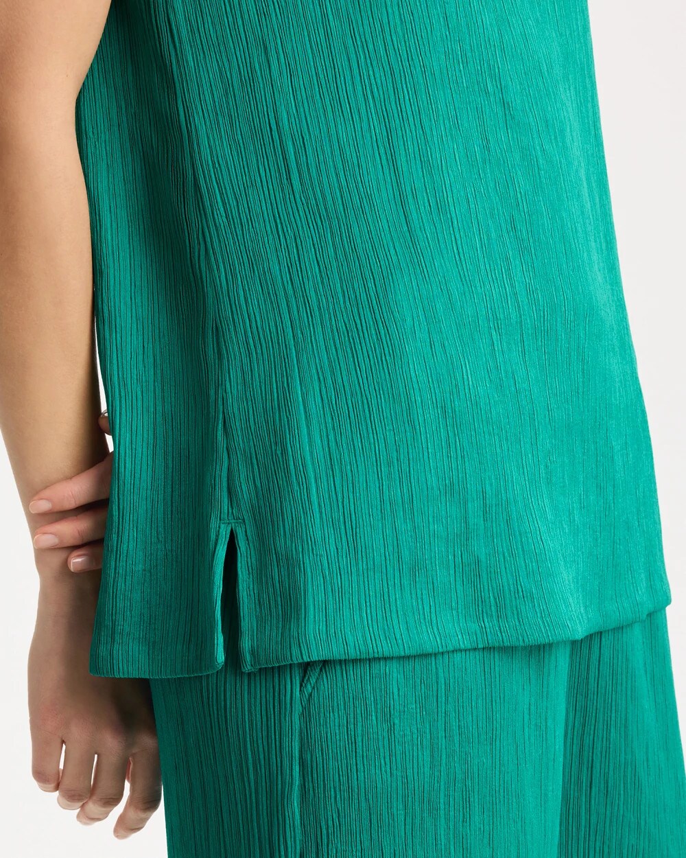 Chico's | Travelers™ Crinkle Textured Tank/ Topanga Green