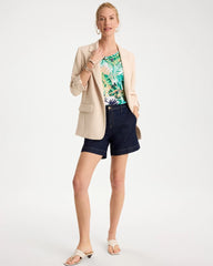 Chico's | Tropical Jersey Satin Tank Top/ Topanga Green
