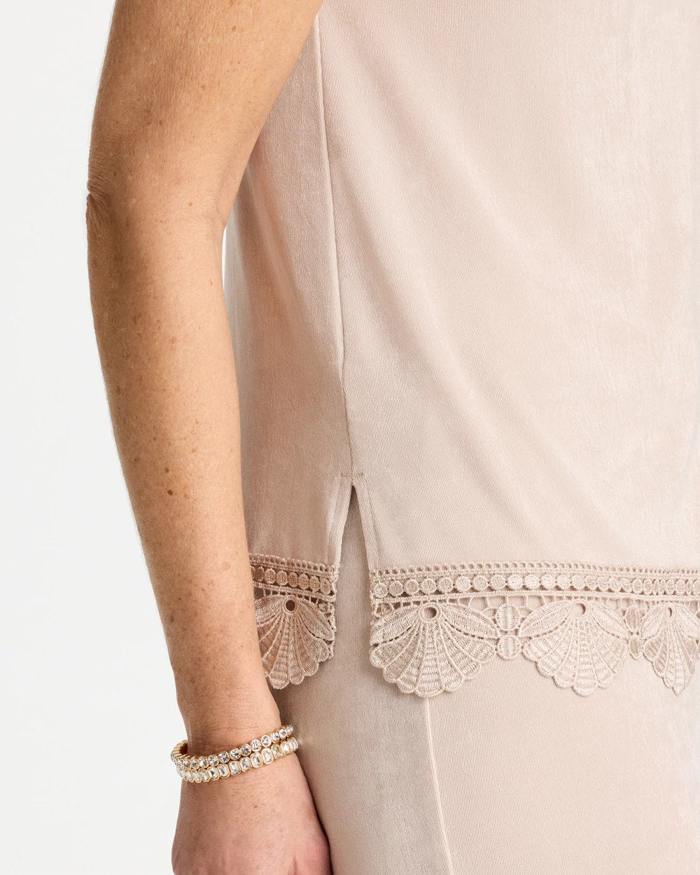 Chico's | Travelers™ Scallop Lace Tank/ Smokey Taupe