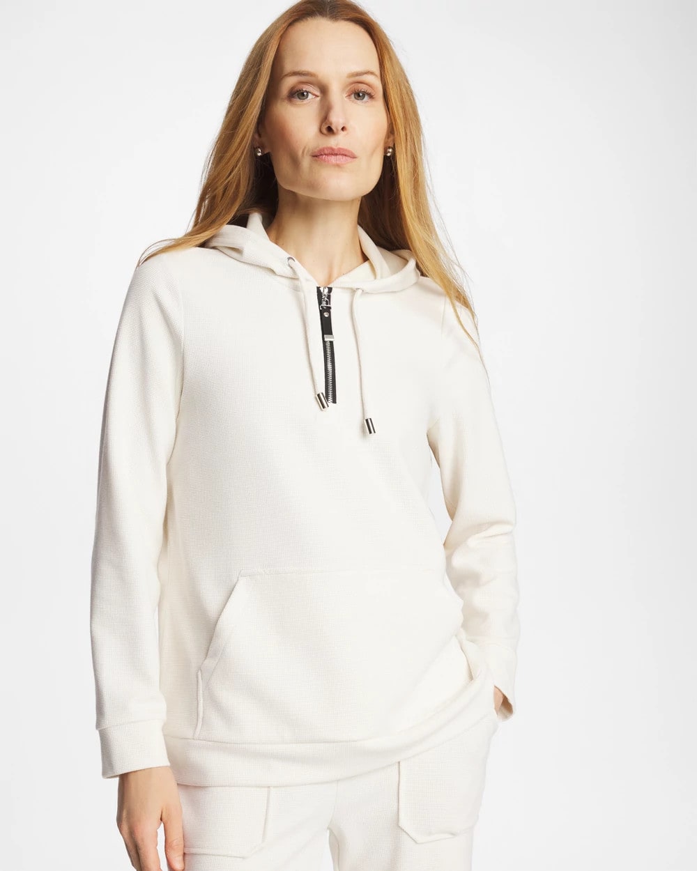 Chico's | Zenergy® Soft Waffle Hooded Top/ Cream