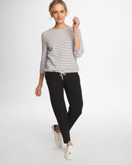 Chico's | Zenergy® Striped Ottoman Drawstring Top/ Black