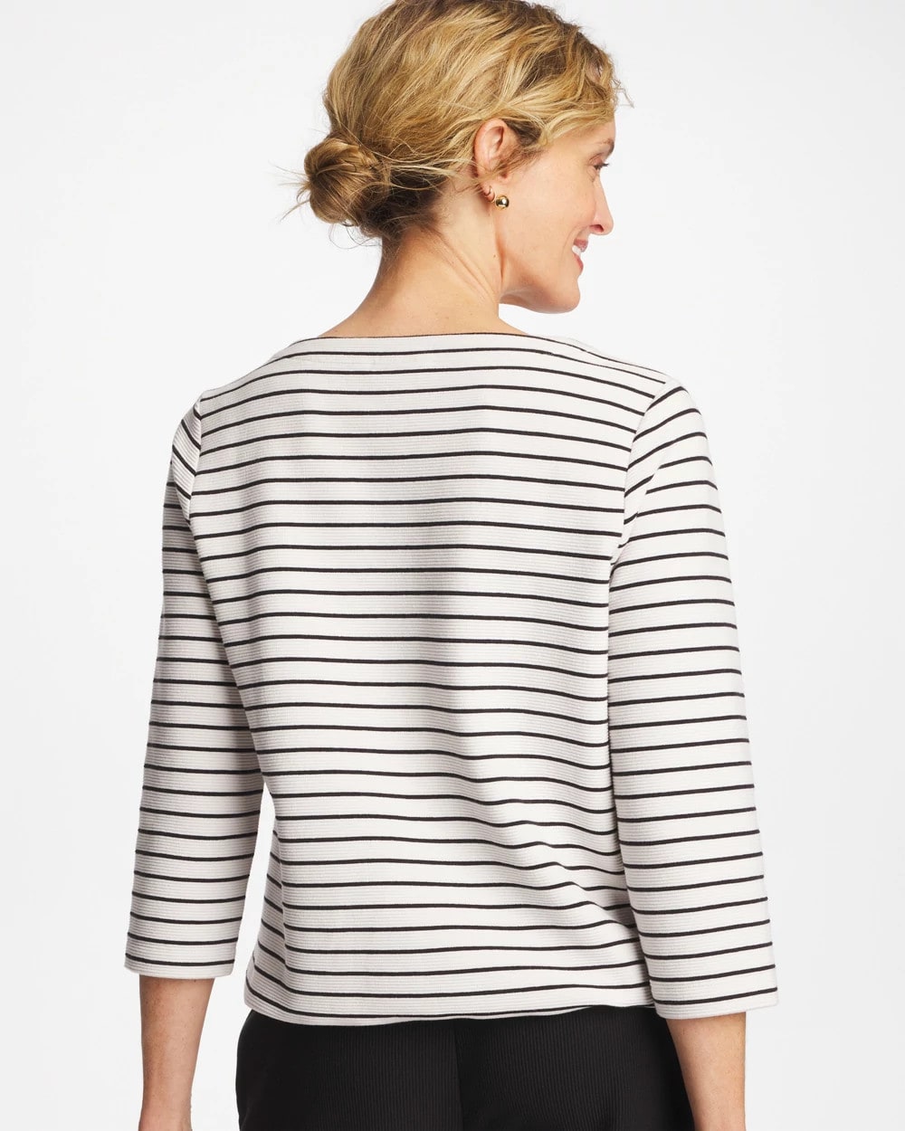 Chico's | Zenergy® Striped Ottoman Drawstring Top/ Black