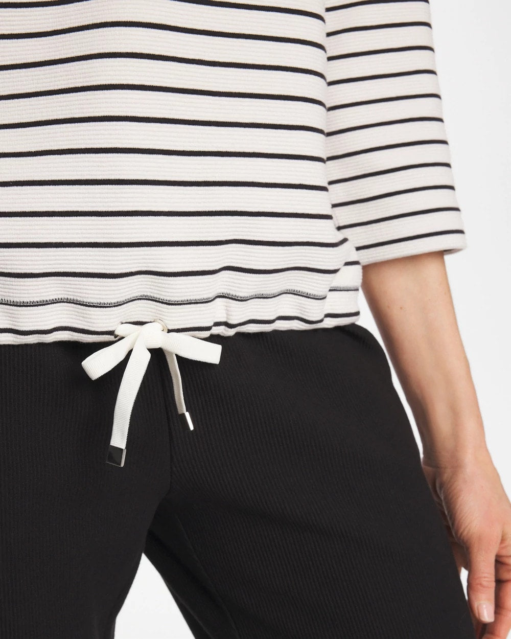 Chico's | Zenergy® Striped Ottoman Drawstring Top/ Black