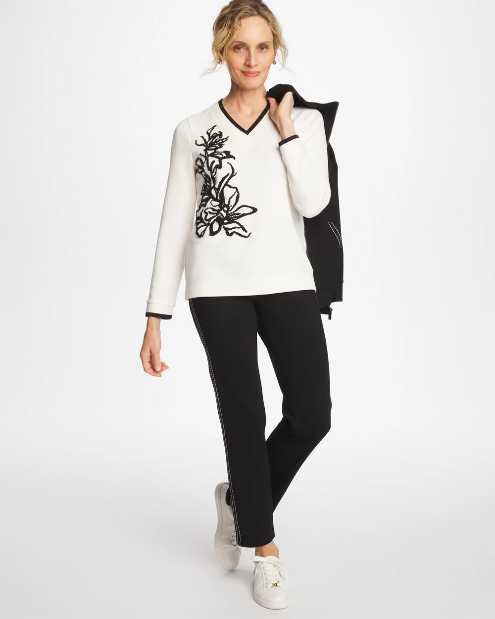 Chico's | Zenergy® Double-Knit Applique Top/ Ecru