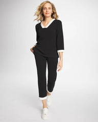 Chico's | Zenergy® Soft Caviar Bead Contrast Pants/ Black
