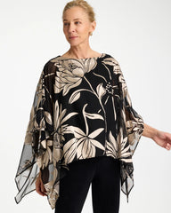 Chico's | Travelers™ Burnout Floral Chiffon Top/ Travelers Black