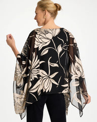 Chico's | Travelers™ Burnout Floral Chiffon Top/ Travelers Black