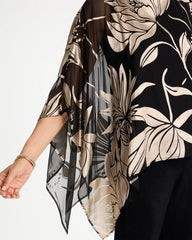 Chico's | Travelers™ Burnout Floral Chiffon Top/ Travelers Black