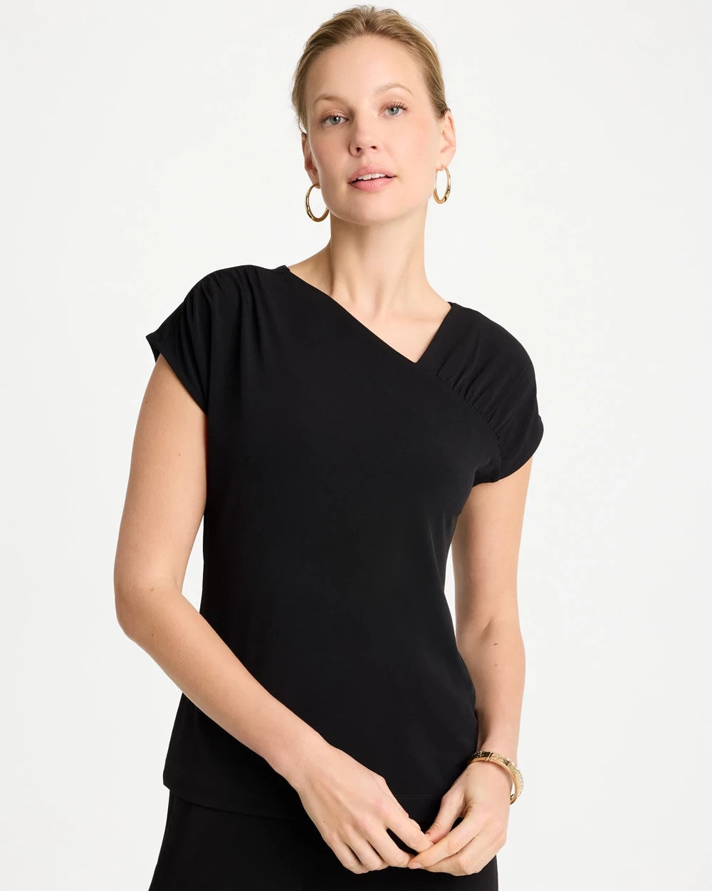 Chico's | Travelers™ Knit Asymmetrical Top/ Black