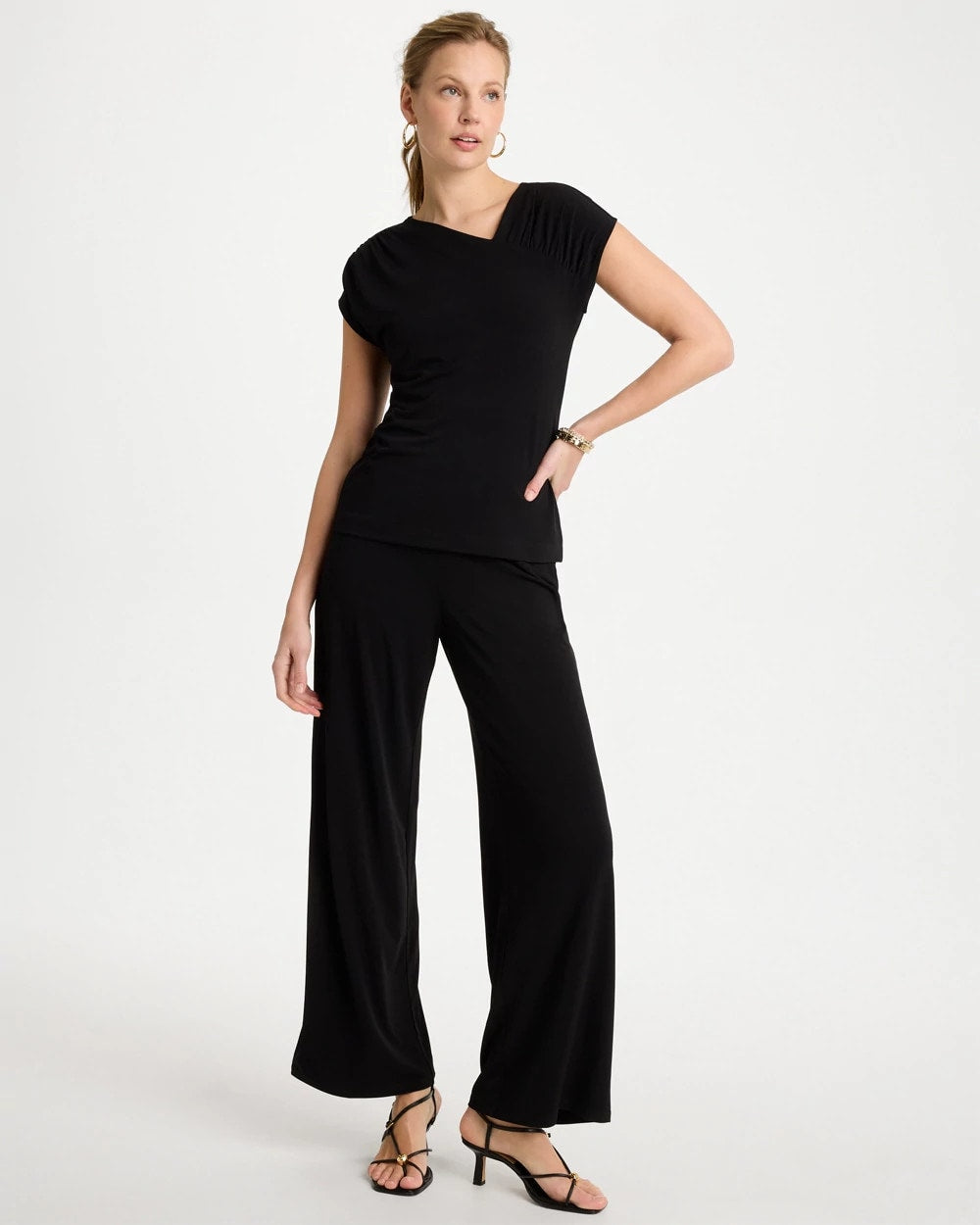 Chico's | Travelers™ Knit Asymmetrical Top/ Black