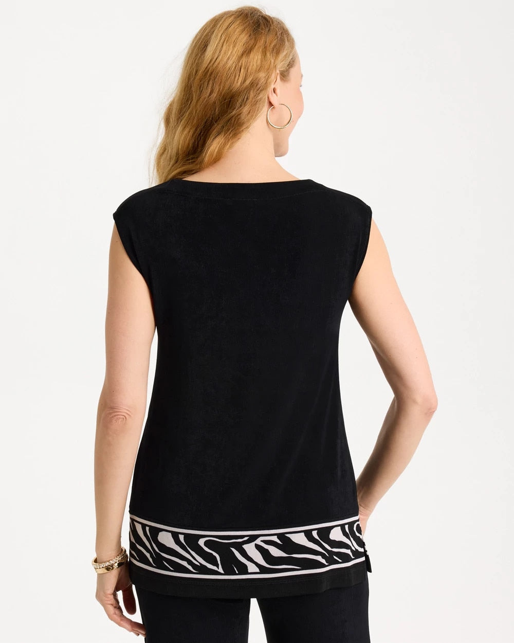Chico's | Travelers™ Abstract Zebra Trim Tunic/ Travelers Black