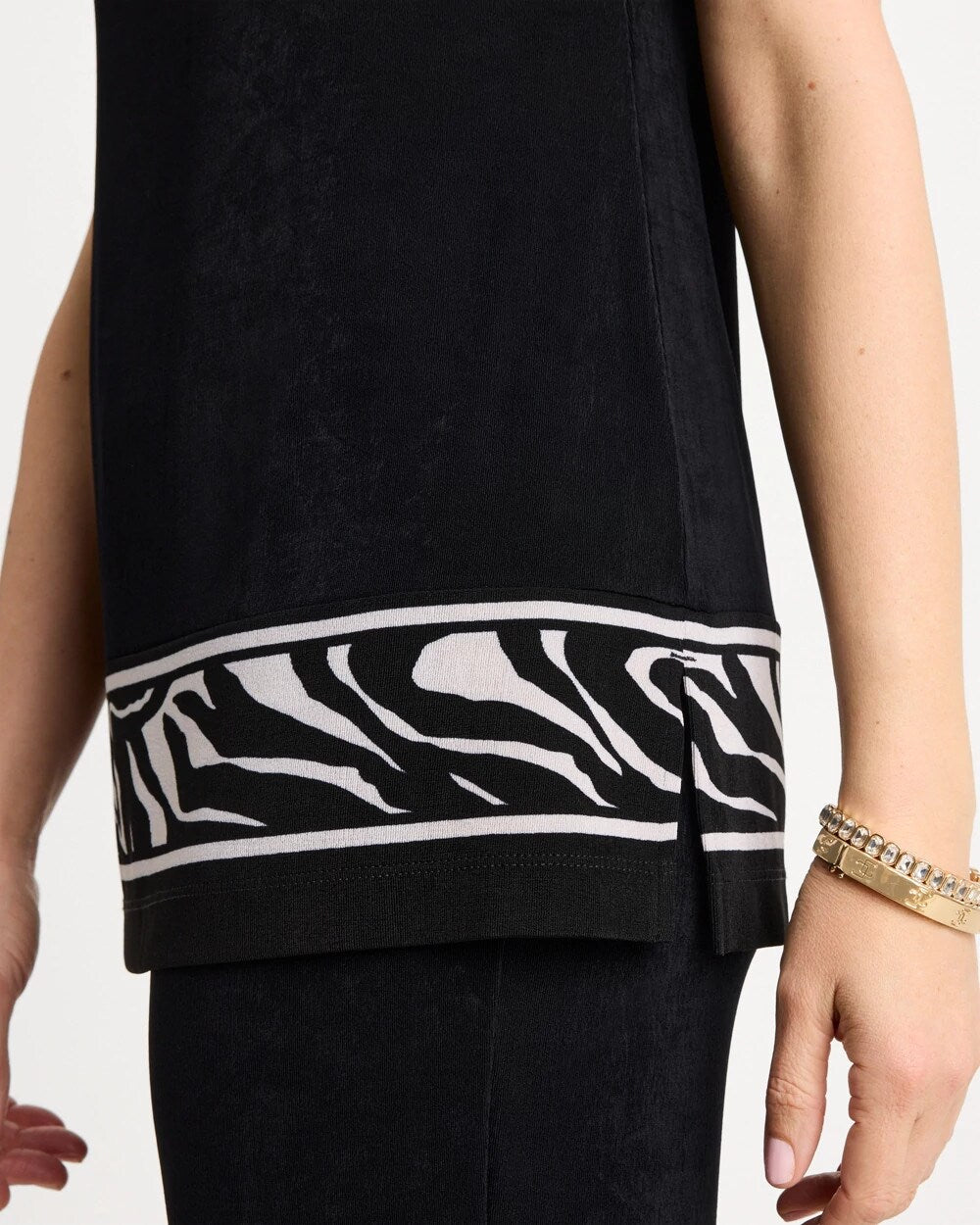 Chico's | Travelers™ Abstract Zebra Trim Tunic/ Travelers Black