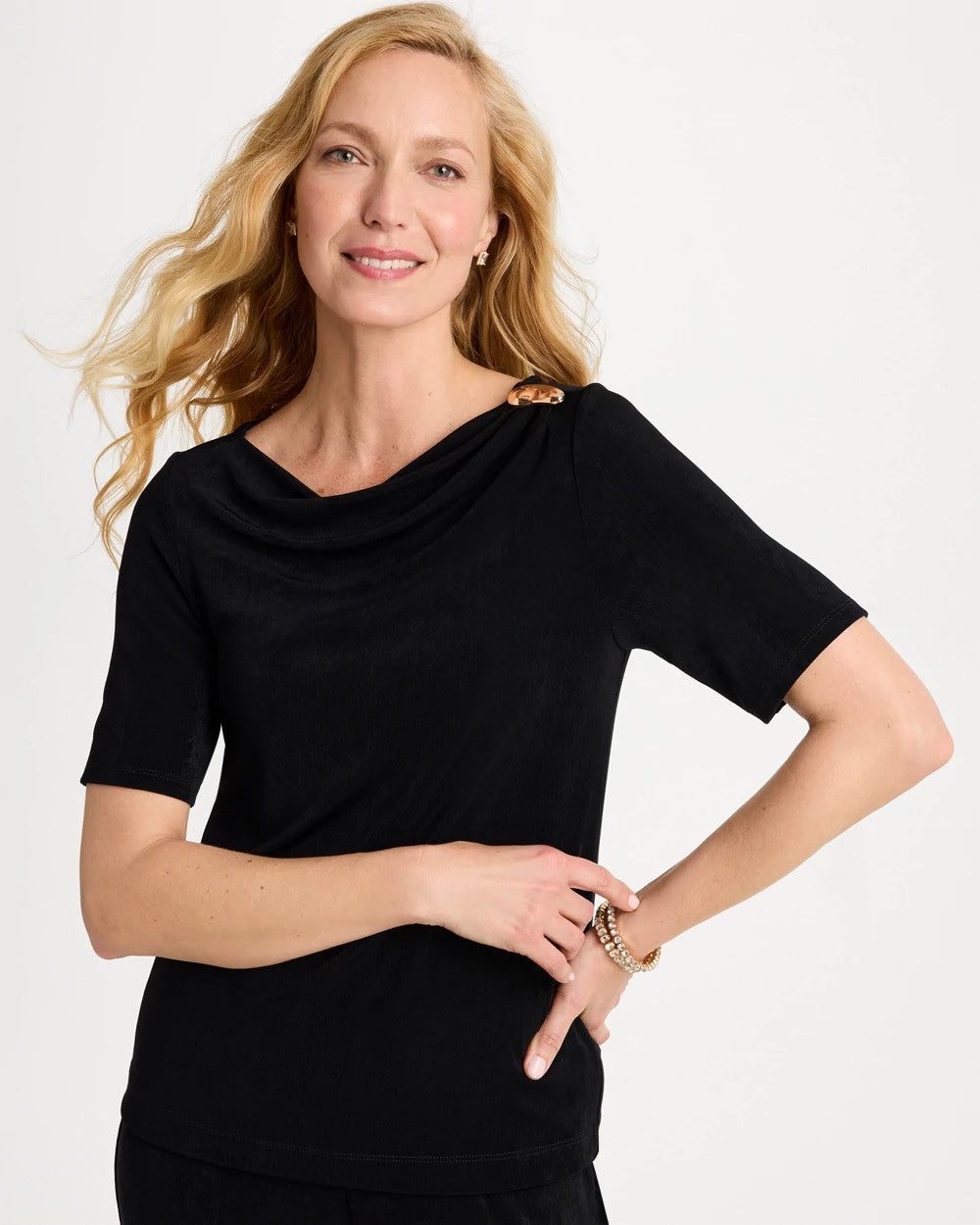 Chico's | Travelers™ Jewelry Detail Top/ Travelers Black