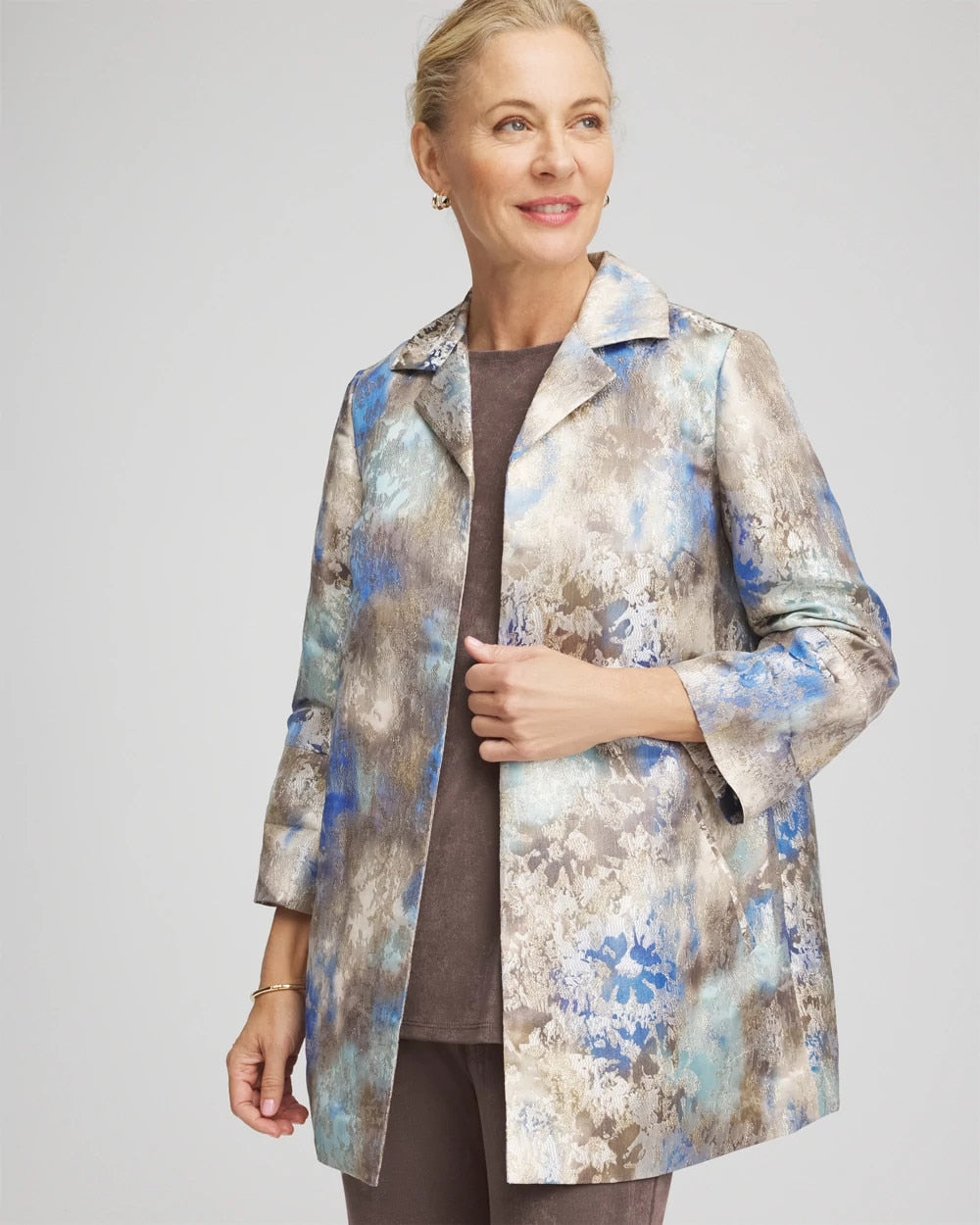 Chico's | Travelers™ Collection Watercolor Jacquard Jacket/ Walnut