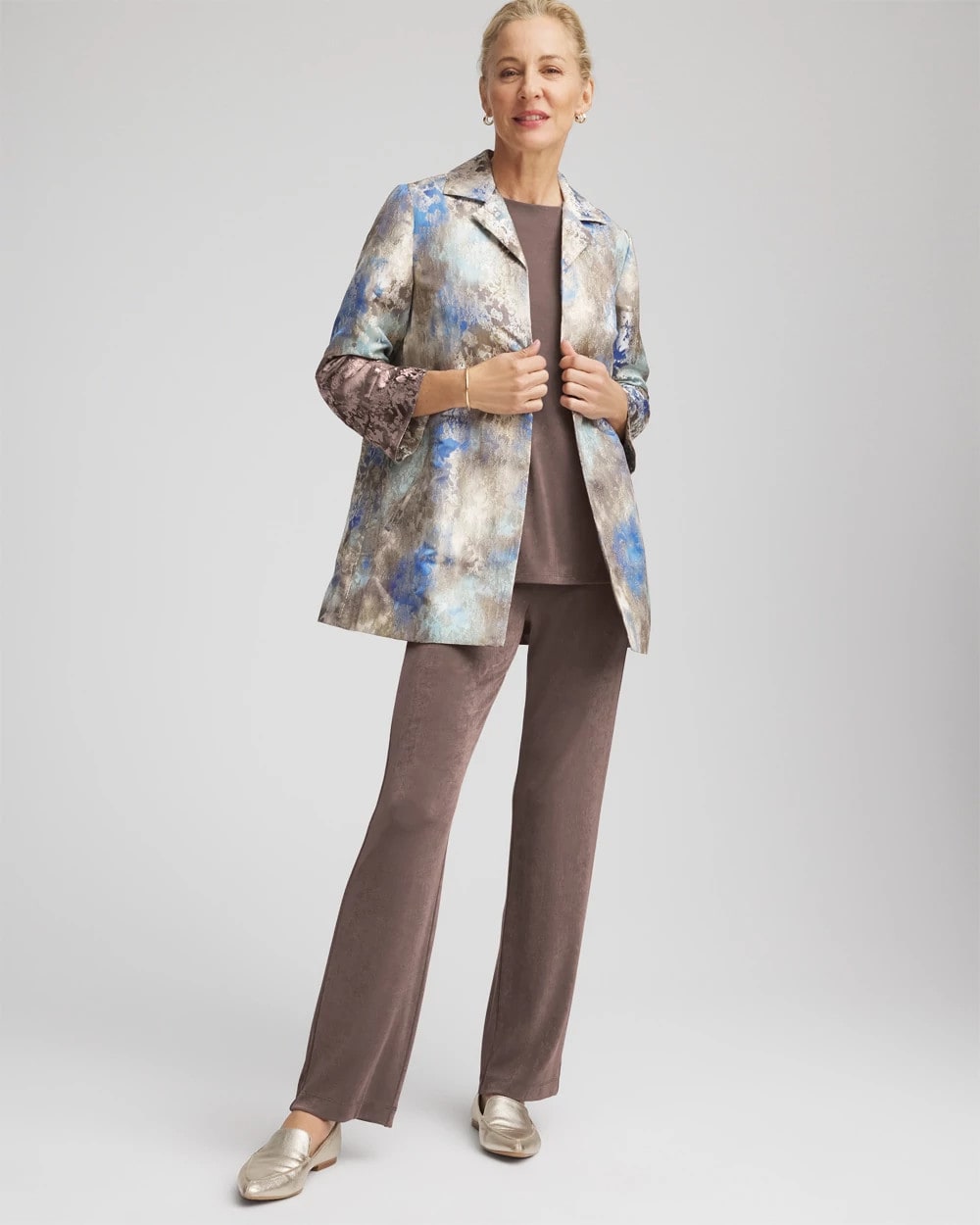 Chico's | Travelers™ Collection Watercolor Jacquard Jacket/ Walnut