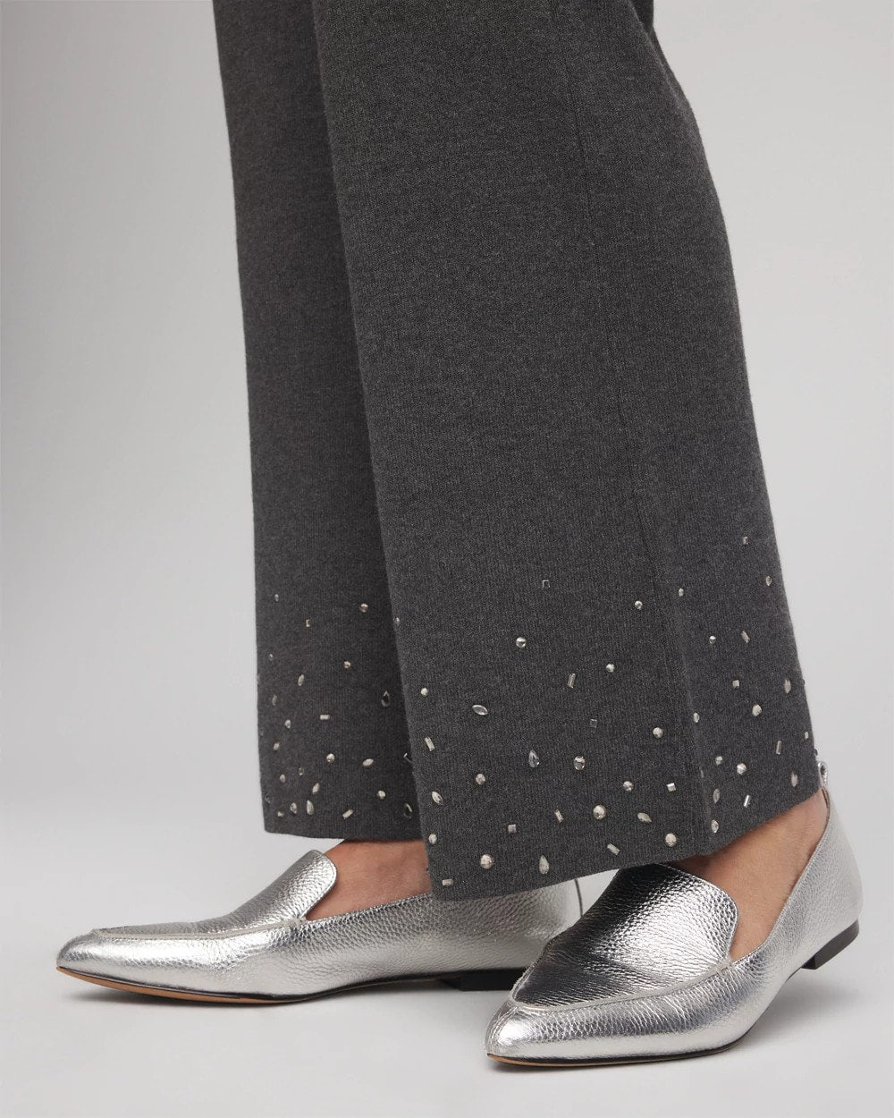 Chico's | Travelers™ Embellished Straight-Leg Pants/ Graphite Gray