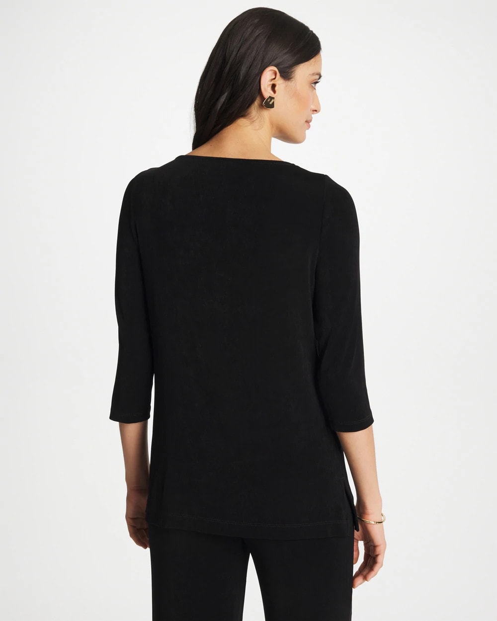 Chico's | Travelers™ Hardware 3/4 Sleeve Tunic/ Travelers Black