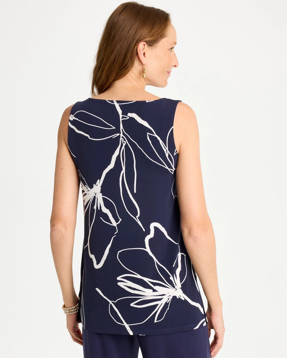 Chico's | Travelers™ Knit Botanical Jeweled Tunic/ Passport Blue