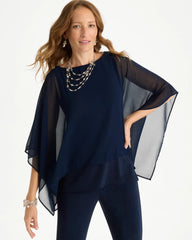 Chico's | Travelers™ Chiffon Layered Top/ Travelers India Ink