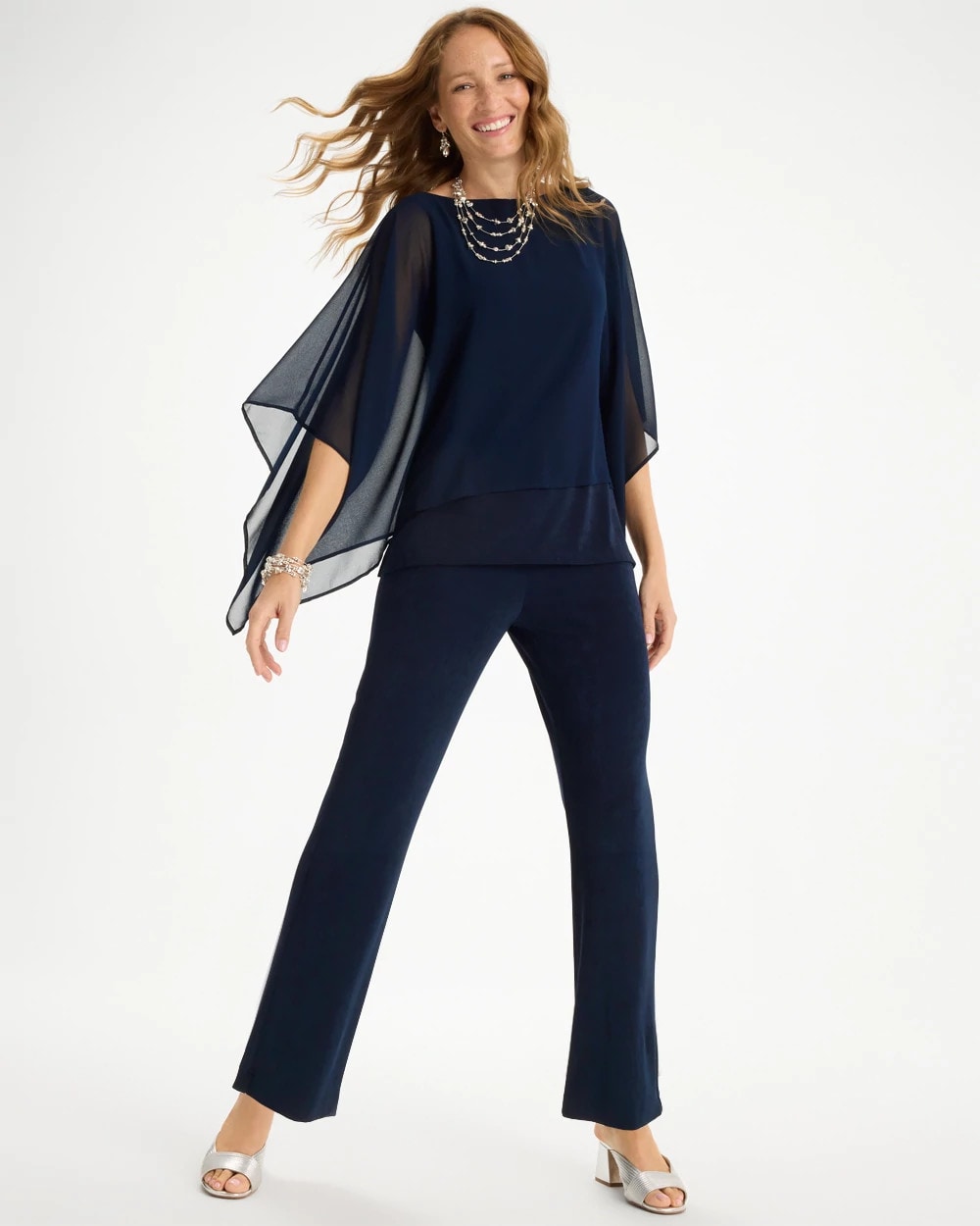 Chico's | Travelers™ Chiffon Layered Top/ Travelers India Ink