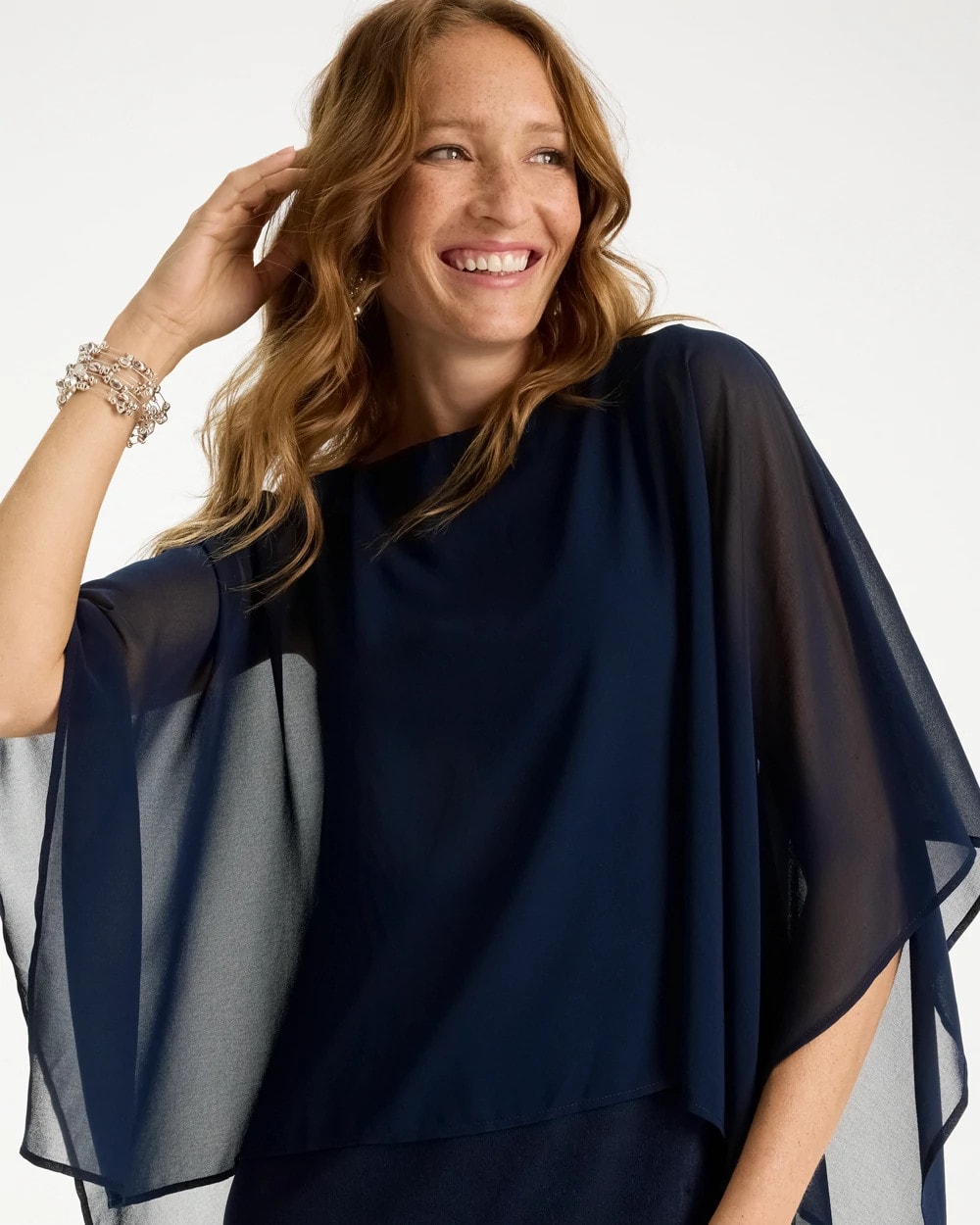 Chico's | Travelers™ Chiffon Layered Top/ Travelers India Ink