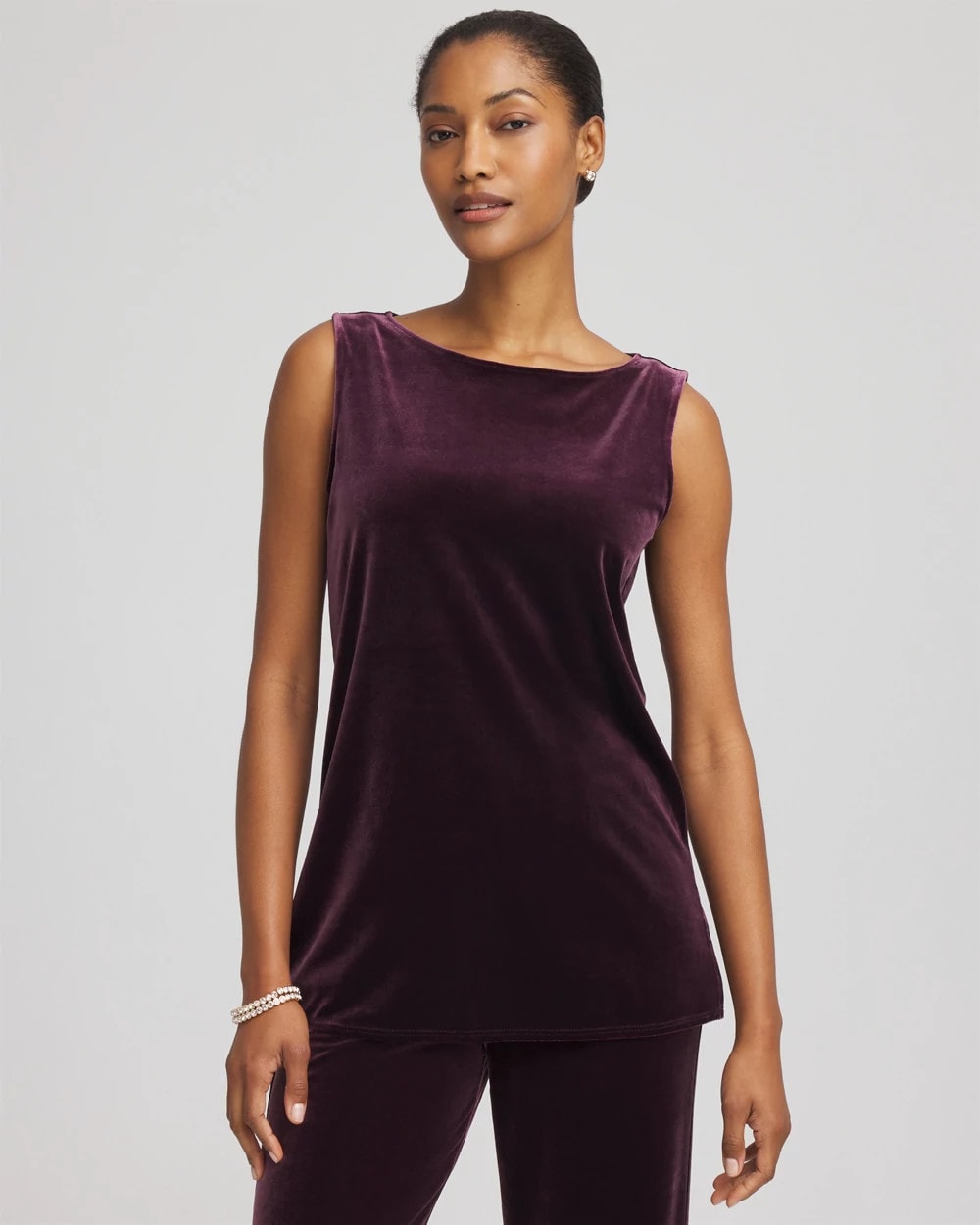 Chico's | Travelers™ Velvet Side-Slit Tank/ Night Bloom