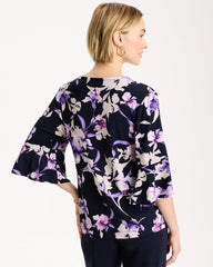 Chico's | Travelers™ Amethyst Iris Flounce-Sleeve Top/ Travelers India Ink