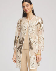 Chico's | Travelers™ Collection Sequin-Mesh Jacket/ Modern Ecru
