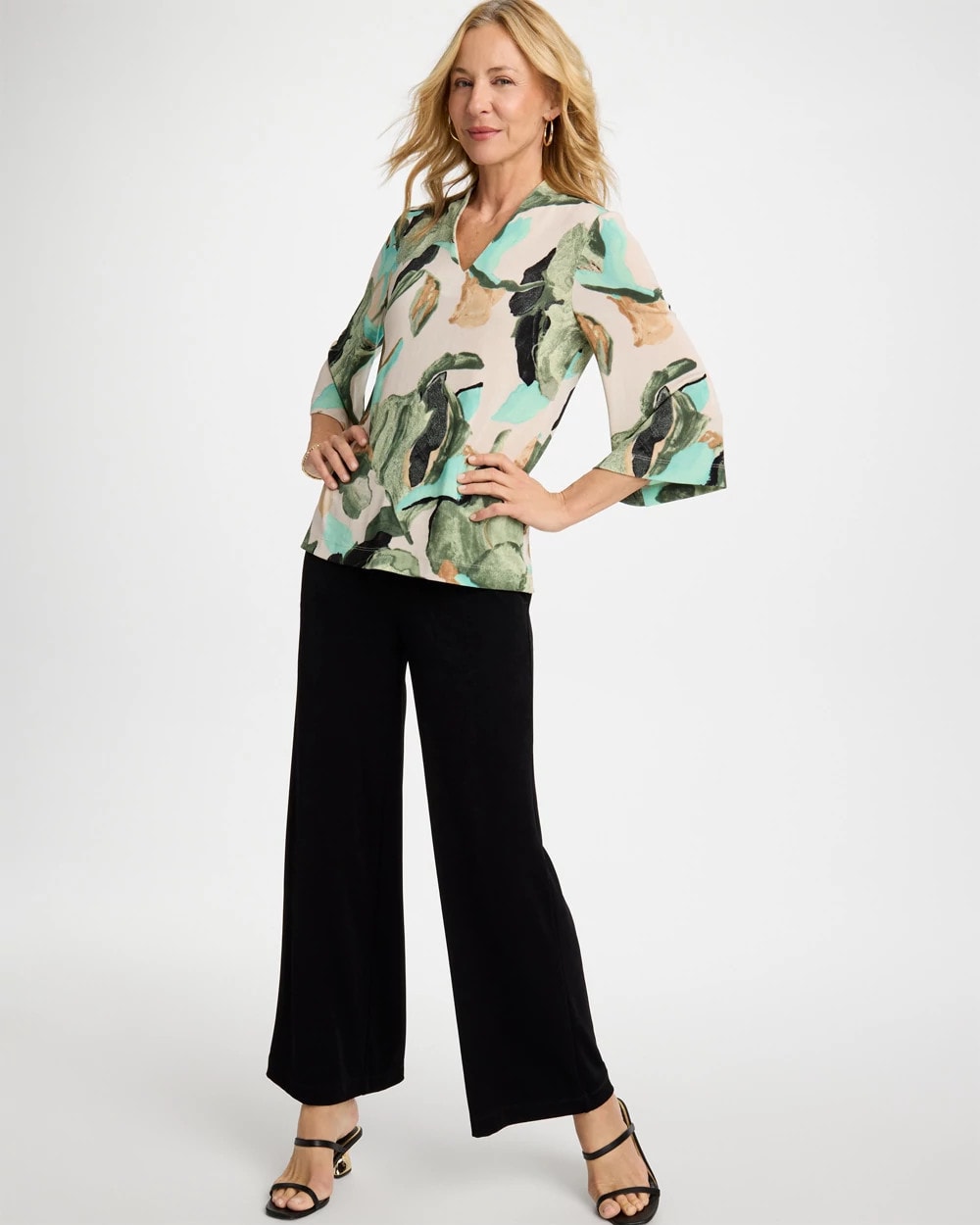 Chico's | Travelers™ Bloom V-Neck Kimono Top/ Kelp Forest