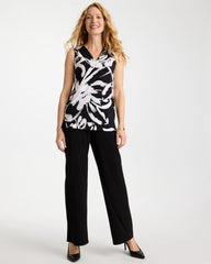Chico's | Travelers™ Knit Bloom V-Neck Tank/ Black/White