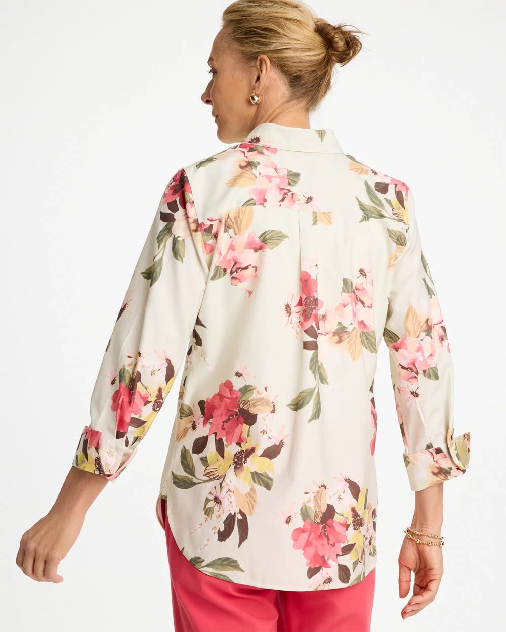 Chico's | No Iron™ Printed Stretch Shirt/ Hot Honeysuckle