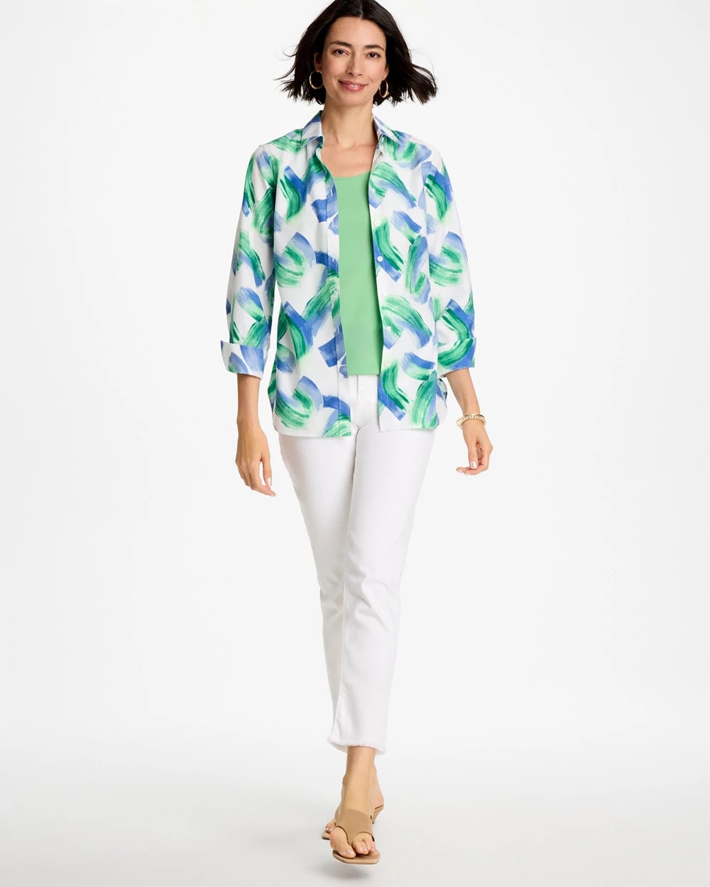 Chico's | No Iron™ Printed Stretch Shirt/ Amparo Blue