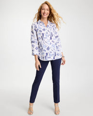 Chico's | No Iron™ Printed Linen Shirt/ Amparo Blue