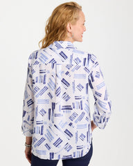 Chico's | No Iron™ Printed Linen Shirt/ Amparo Blue