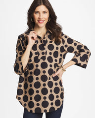 Chico's | No Iron™ Stretch Global Dots Popover Tunic/ Cattail Brown