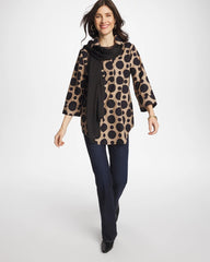 Chico's | No Iron™ Stretch Global Dots Popover Tunic/ Cattail Brown