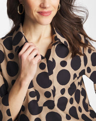 Chico's | No Iron™ Stretch Global Dots Popover Tunic/ Cattail Brown